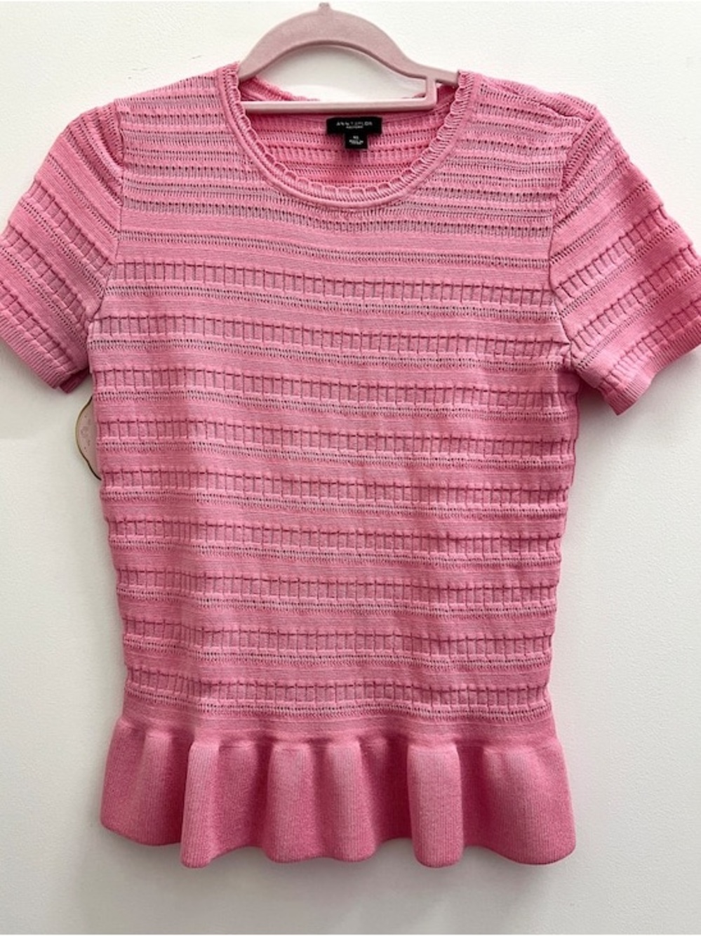 Knit Peplum Short-Sleeve Dress - Pink